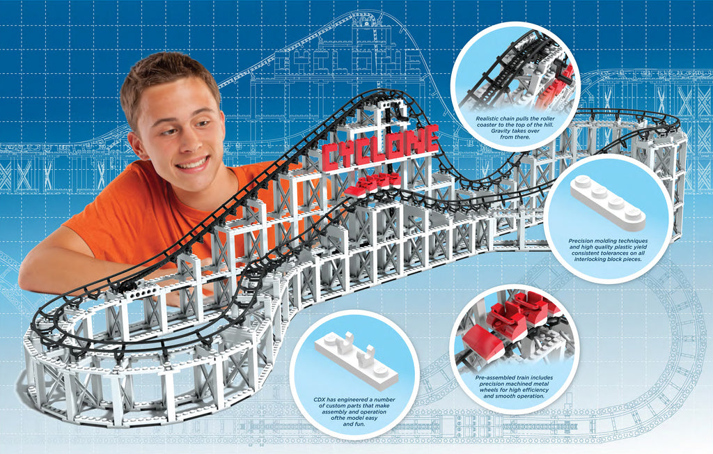 Cyclone Coaster Cart The Cyclone Roller Coaster Kit | Brick Roller Coaster – CDX Blocks